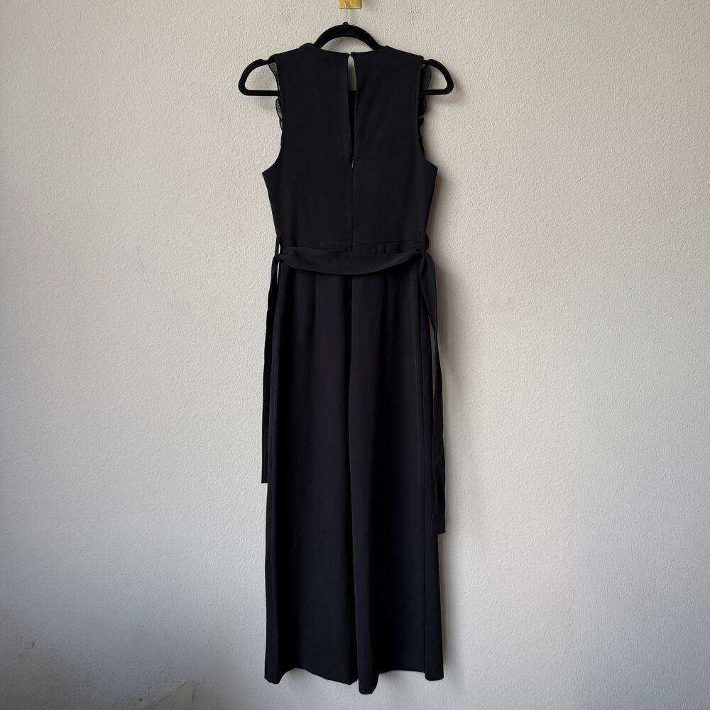 Zara Black Textured Crepe Floral Appliqué Jumpsuit NWT NEW Size XS - Picture 3 of 5